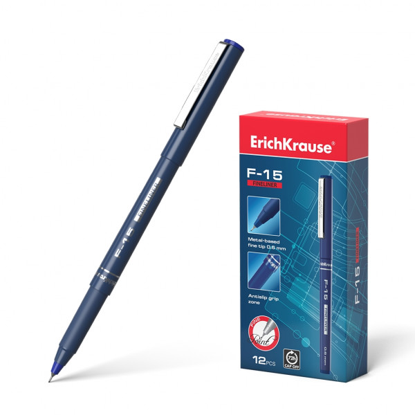 Ручка капиллярная "ErichKrause F-15" синяя 1/12 арт. ЕК-37065