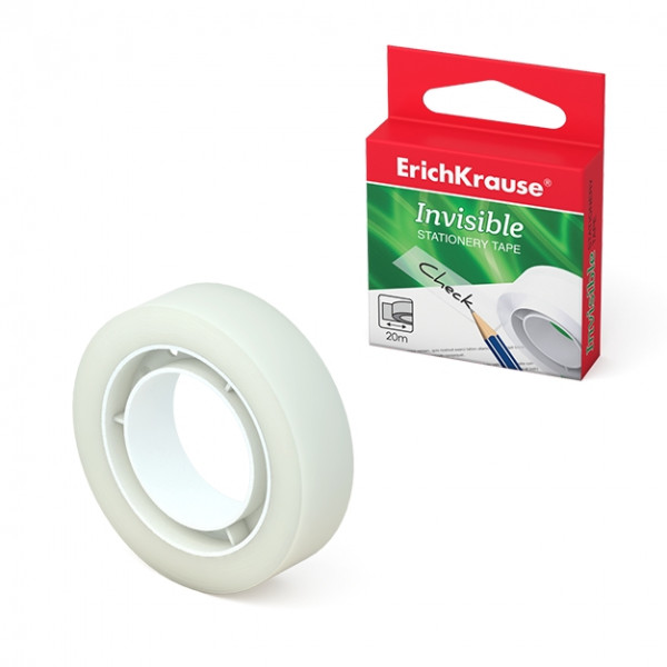 Клейкая лента 12мм*20м ErichKrause Invisible прозр.с матовой поверх.