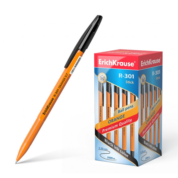 Ручка шариковая R-301 Orange Stick 0.7мм черная