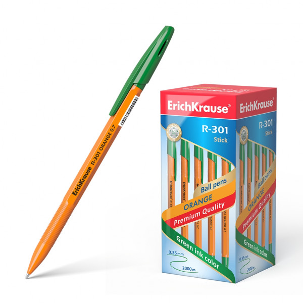 Ручка шариковая R-301 Orange Stick 0.7мм зеленая