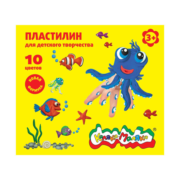Пластилин 10 цв  Каляка-Маляка мягкий 150 г ассорти со стеком арт. ПКМ10-П
