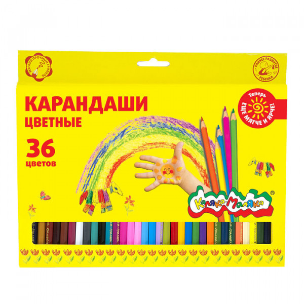 Карандаши цветные 36цв Каляка-Маляка шестигранные ККМ36 европодвес картонная коробка