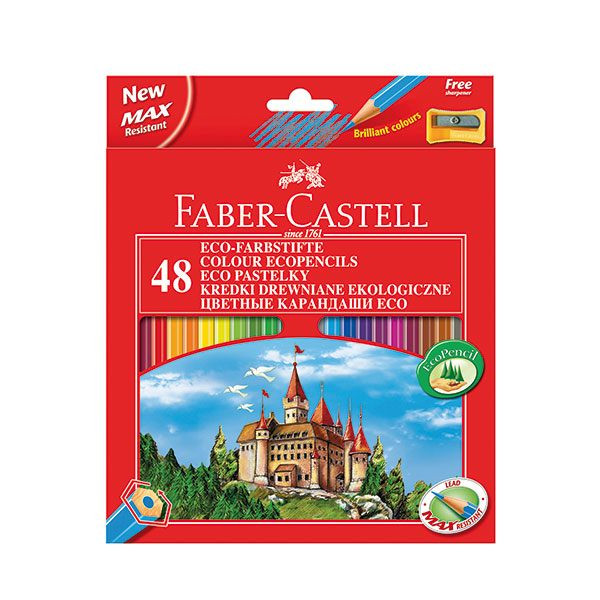 Карандаши цветные 48цв Faber-Castell Замок+точилка 120148 европодвес картонная коробка