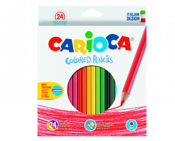 Карандаши цветные 24цв Carioca шестигранные 40381 европодвес картонная коробка