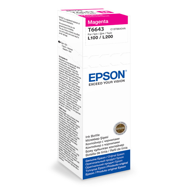Чернила  EPSON Т6643 для L100/L110/L210/L300/L350/L355 magenta (70мл) (о)