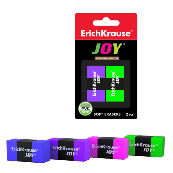 Ластик "ErichKrause Joy Rainbow" ассорти в блист. 2шт. 1/36 арт. ЕК-46523
