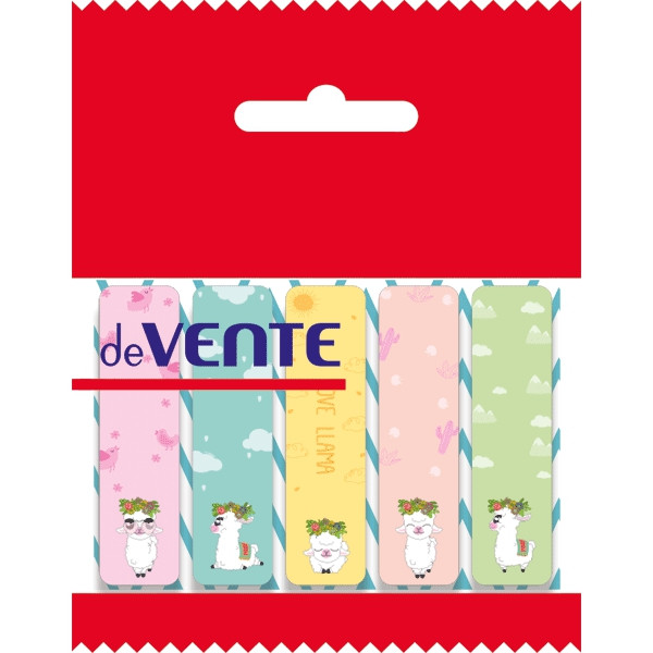 Набор самоклеящихся этикеток-закладок "deVENTE. Llama" бумажные 44x12 мм, 5x20 листов, офсет 80 г/м²