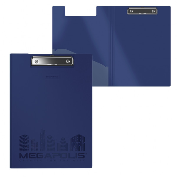 Папка планшет "ErichKrause Megapolis" с верхним прижимом синяя 1/4 арт. ЕК-50145