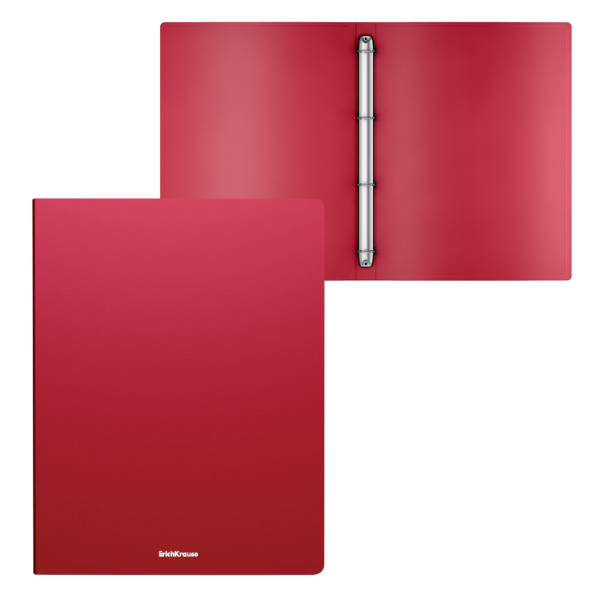 Папка 4 кольца 24мм "ErichKrause Matt Classic" красная 1/4 арт. ЕК-49972